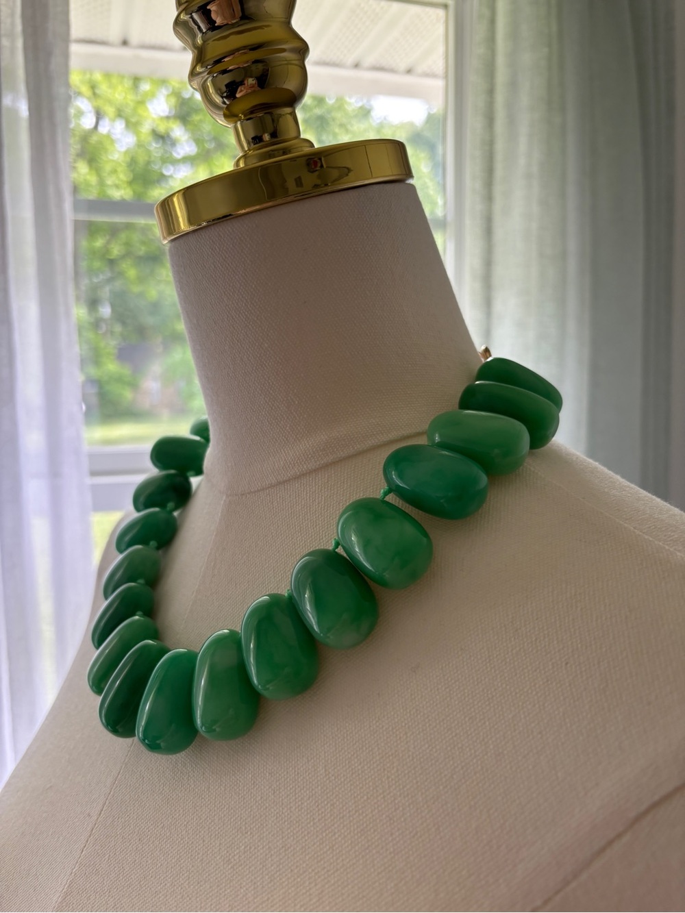 Piper Bold Green Chunky Bead Necklace 16" x 3" Lead Safe Nickel Free